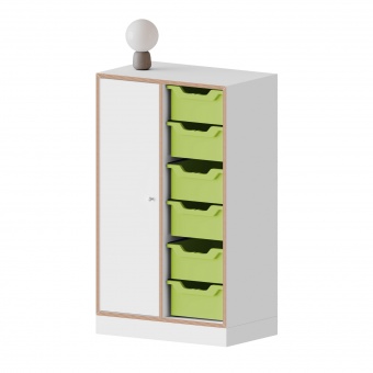 qickly® Schrank, 3 OH, 1 Tür mit Schloss, 6 große Ergo Tray Boxen, B/H/T: 70,1x110,5x42,6 cm 